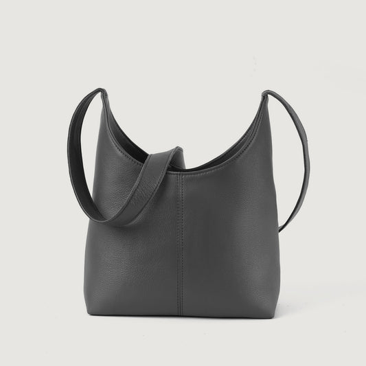 The Stefani Grey Leather Hobo Bag
