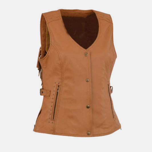 Saddle Tan Snap Front Vest