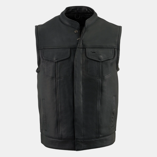 Dual Closure Open Neck Motorcycle Rider Vest
