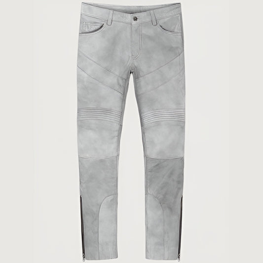Harbor Gray Leather Biker Jeans