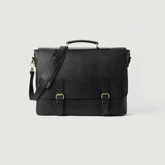 The Cristoph Black Leather Messenger Bag