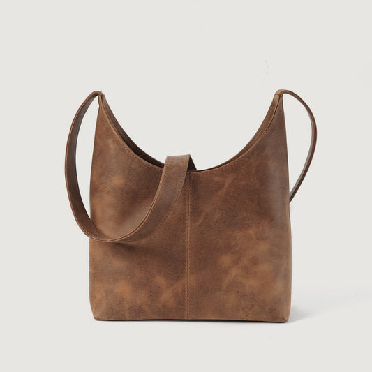 The Stefani Vintage Tan Brown Leather Hobo Bag