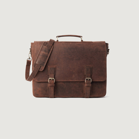 The Cristoph Vintage Distressed Brown Leather Messenger Bag
