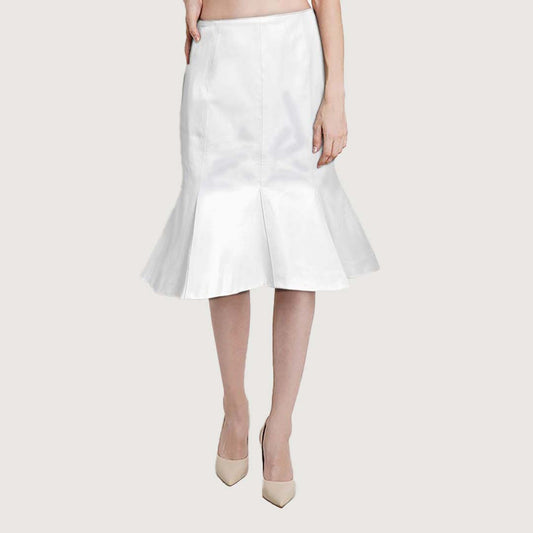 Sculpted Fit & Flare Leather Skirt