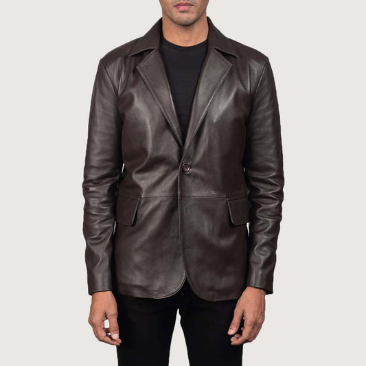 Men's Daron Brown Leather Blazer
