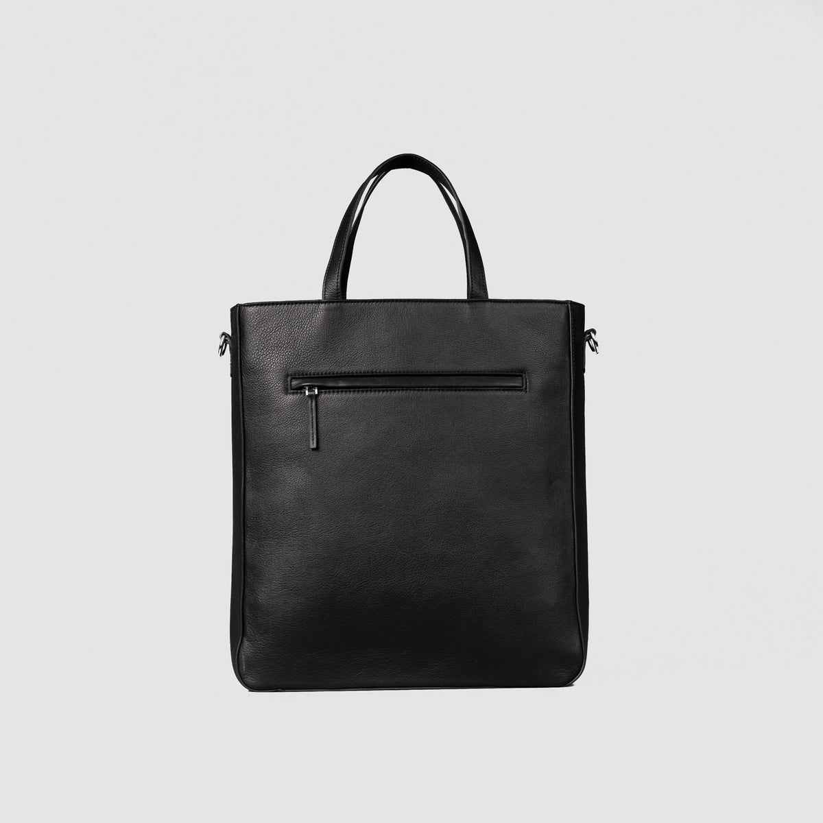 The Poet Black Leather Tote Bag