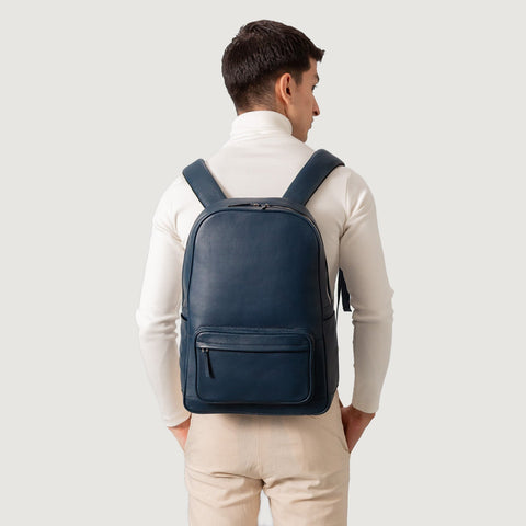 The Philos Midnight Blue Leather Backpack