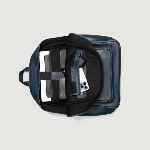 The Philos Midnight Blue Leather Backpack