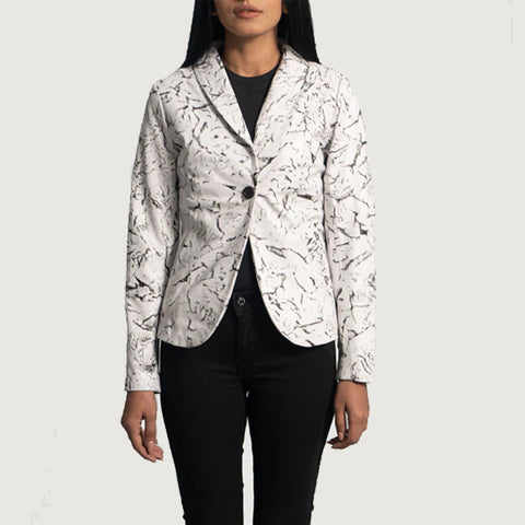 Donna Blake White Leather Blazer