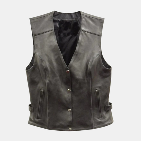 Black and Pink Studded Leather Vest