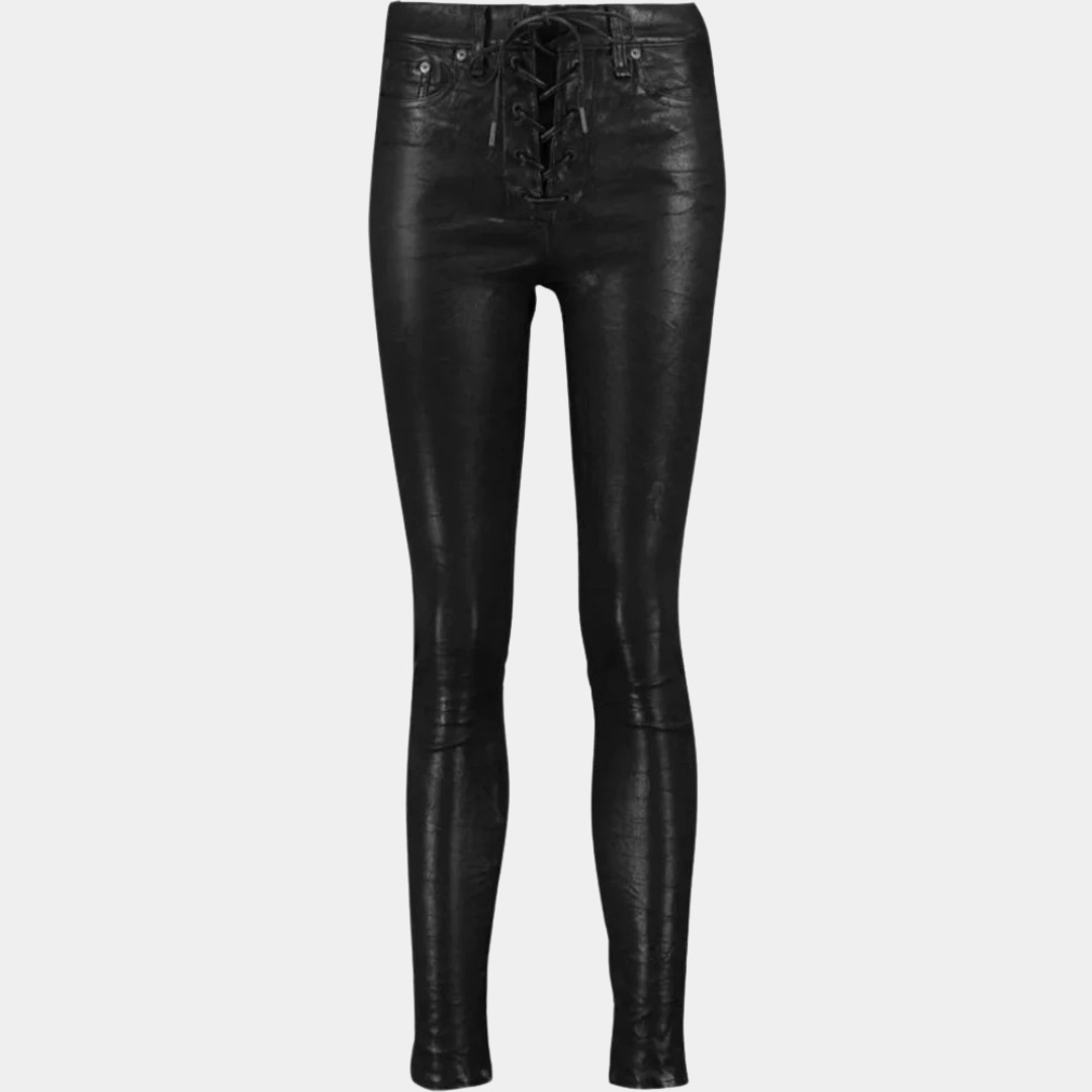JANICE LACE UP LEATHER PANTS