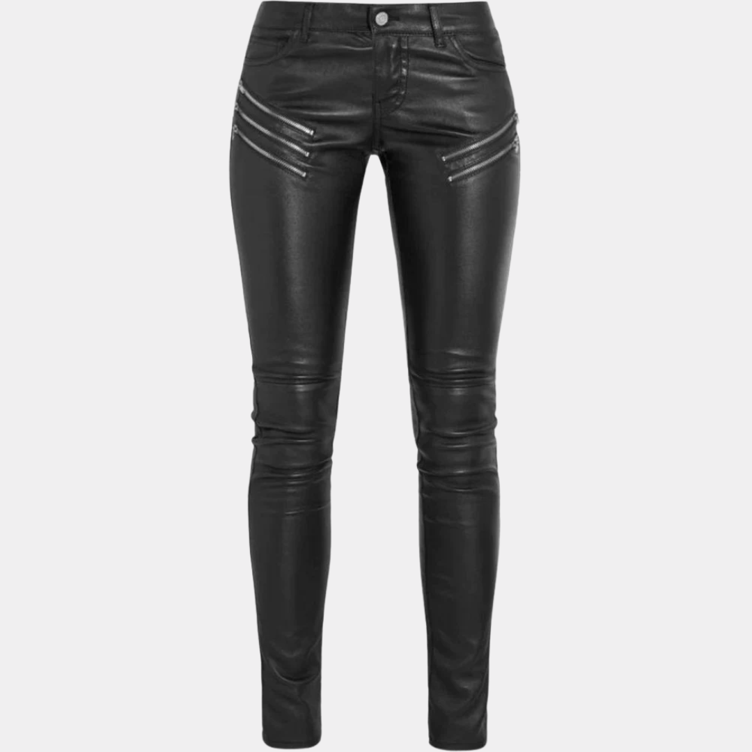 BLACK LEATHER SKINNY PANTS