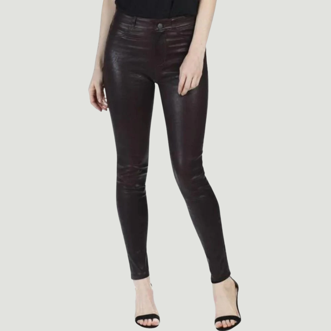GLOSSY LEATHER PANTS