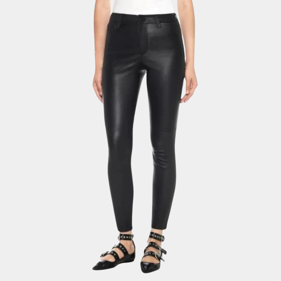 BLACK FAUX SKINNY LEATHER PANTS