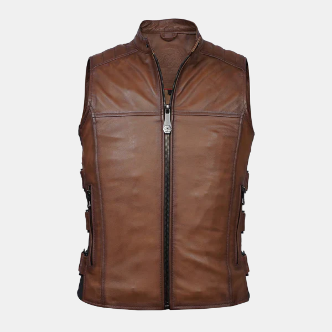 Vanguard Men's Leather Vest - Brown Leather Vest