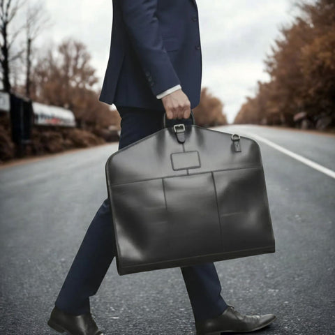 Genuine Leather Garment Bag - Luxury Suit Carrier for Travel | Treven Leather