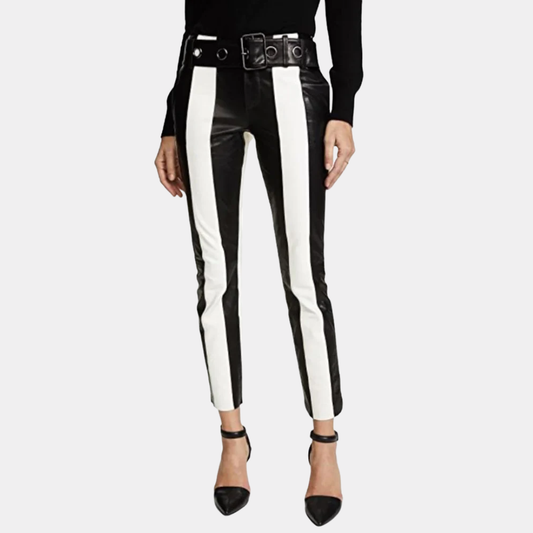 FRAME PANELED LEATHER PANTS