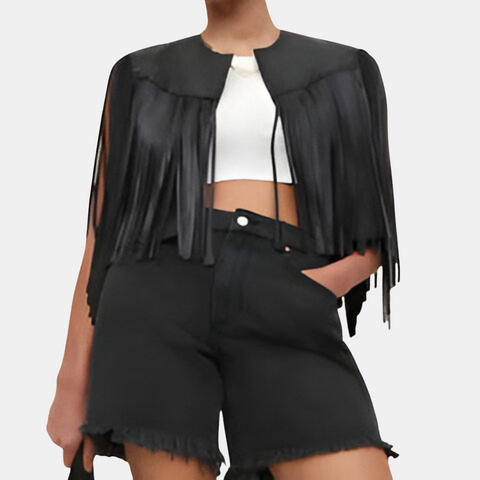 Women's Western Leather Fringe Vest