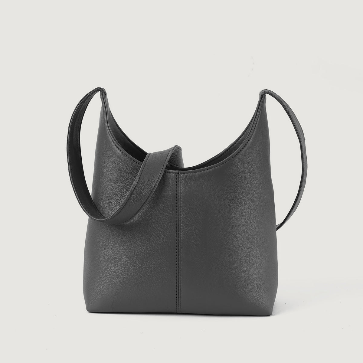 The Stefani Grey Leather Hobo Bag