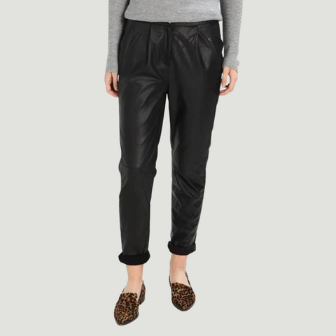 HARLEY ANKLE BLACK LEATHER PANT