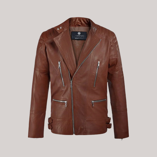 Shotgun Brown Moto Leather Jacket