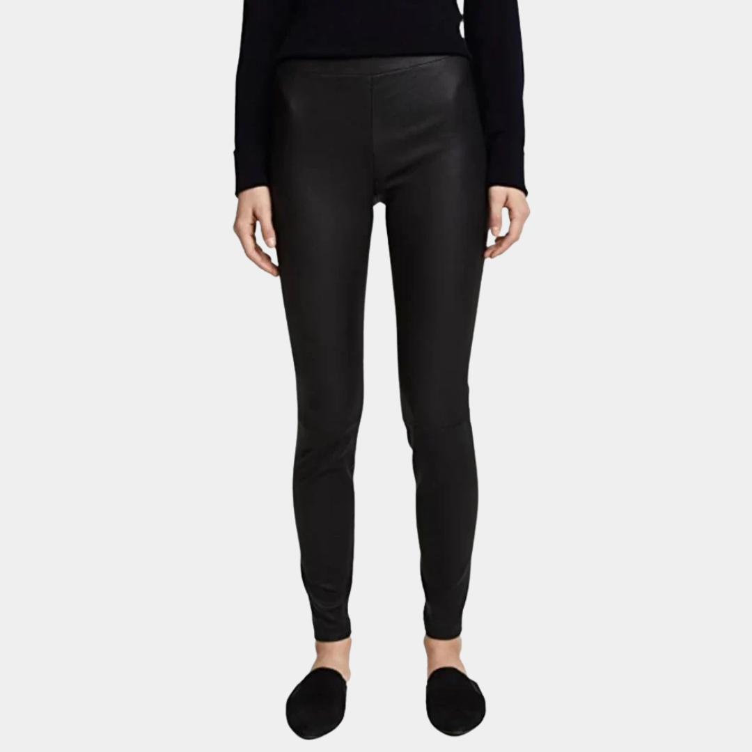 FAUX LEATHER SIDE STRIPS PANTS