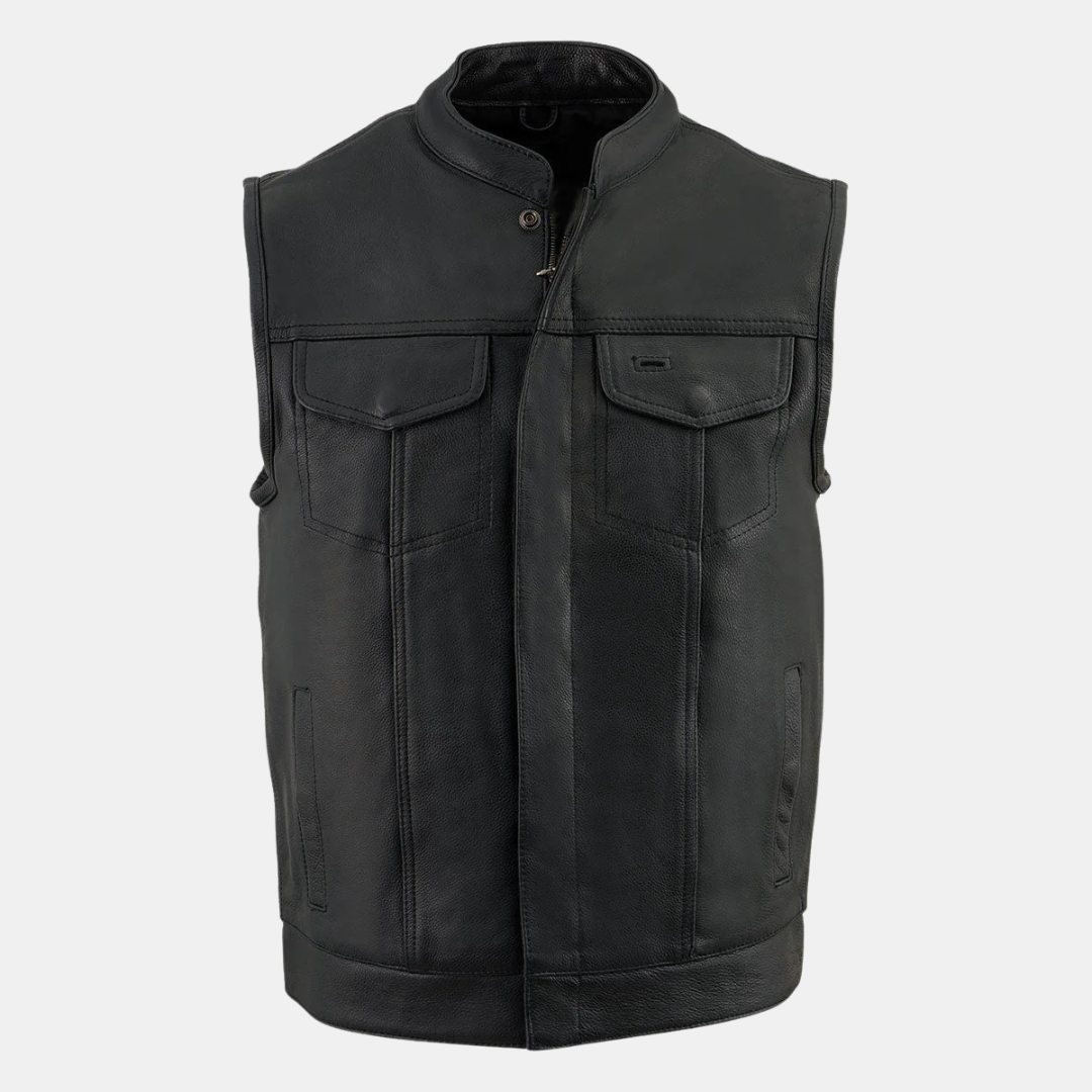 Dual Closure Open Neck Motorcycle Rider Vest