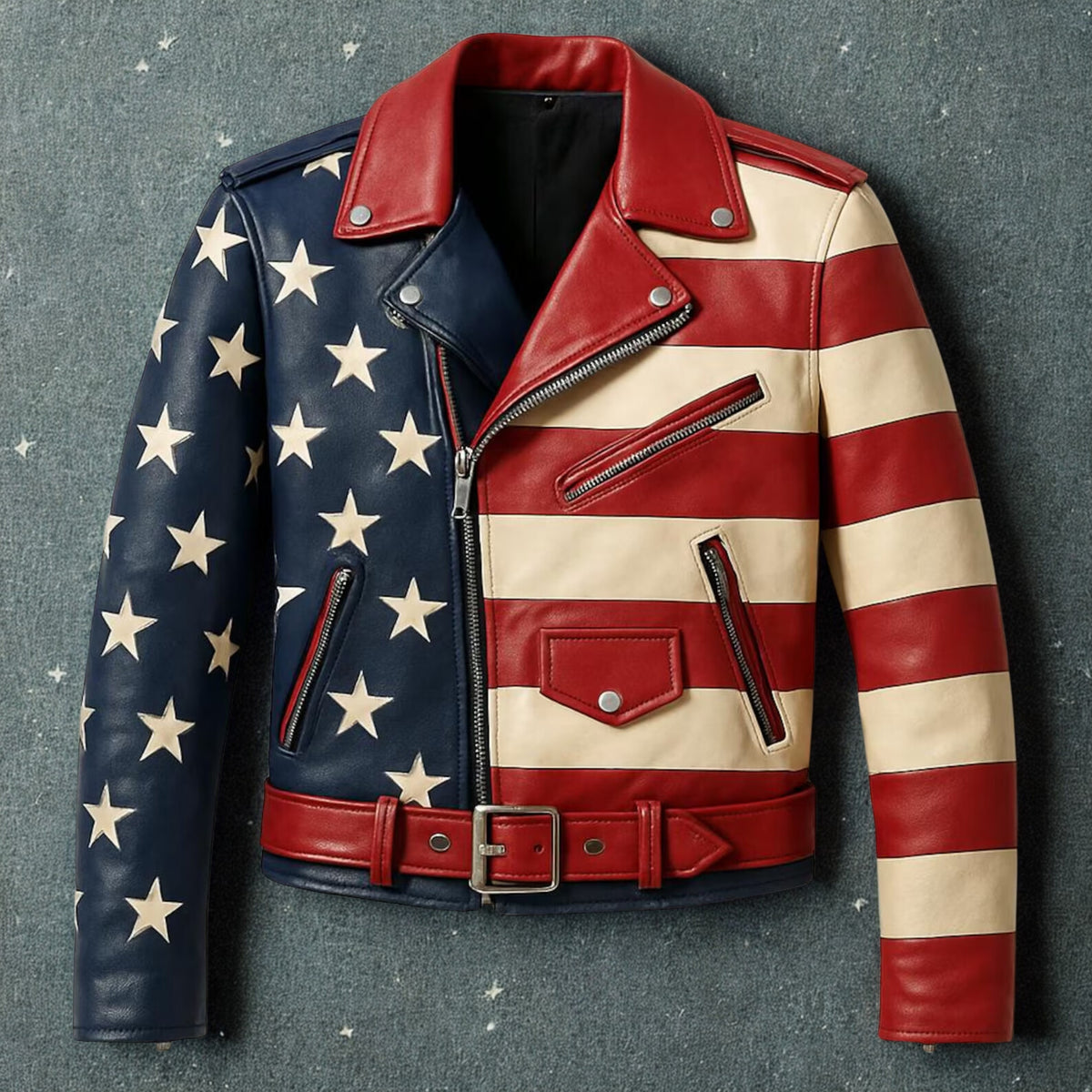 American Flag Leather Motorcycle Jacket | Stars & Stripes Biker Jacket