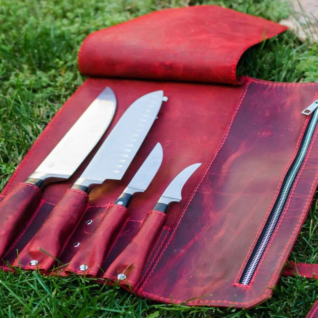 Kitchen Accessories Leather Chef Knife Roll