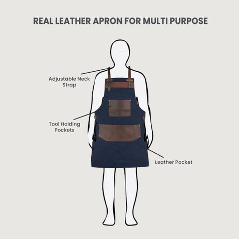 Leather Blue Canvas Apron