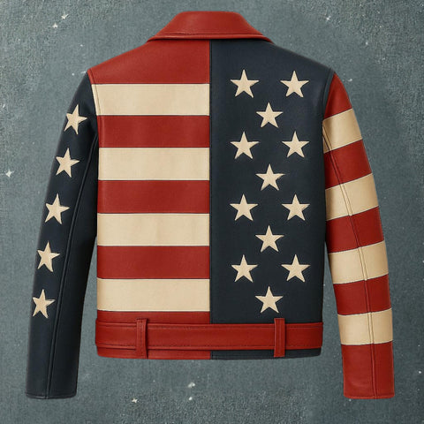 American Flag Leather Motorcycle Jacket | Stars & Stripes Biker Jacket