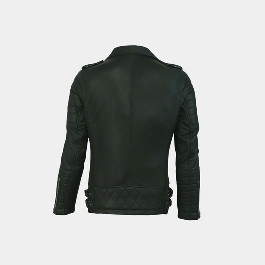 Charlotte Burnt Green Leather Jacket
