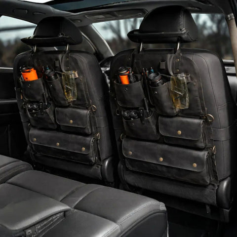 Genuine Leather Car Seat Back Organizer - Tactical Truck Seat Storage | Treven Leather