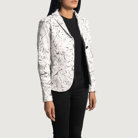 Donna Blake White Leather Blazer