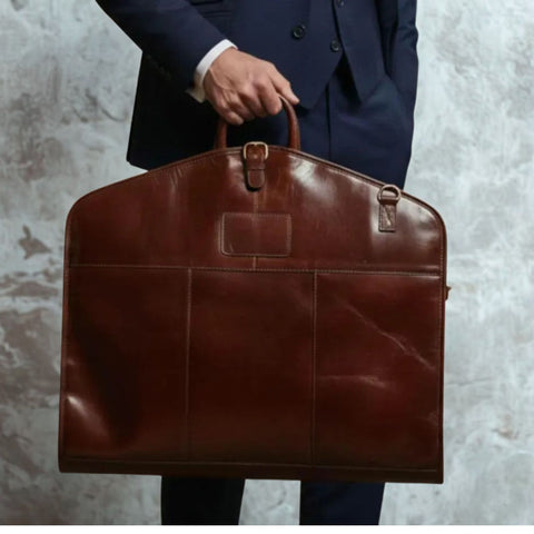 Genuine Leather Garment Bag - Luxury Suit Carrier for Travel | Treven Leather