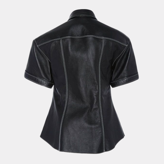 Leather Shirt Half Sleeves