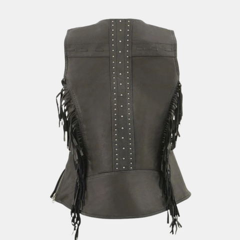 Black Fringed Leather Vest