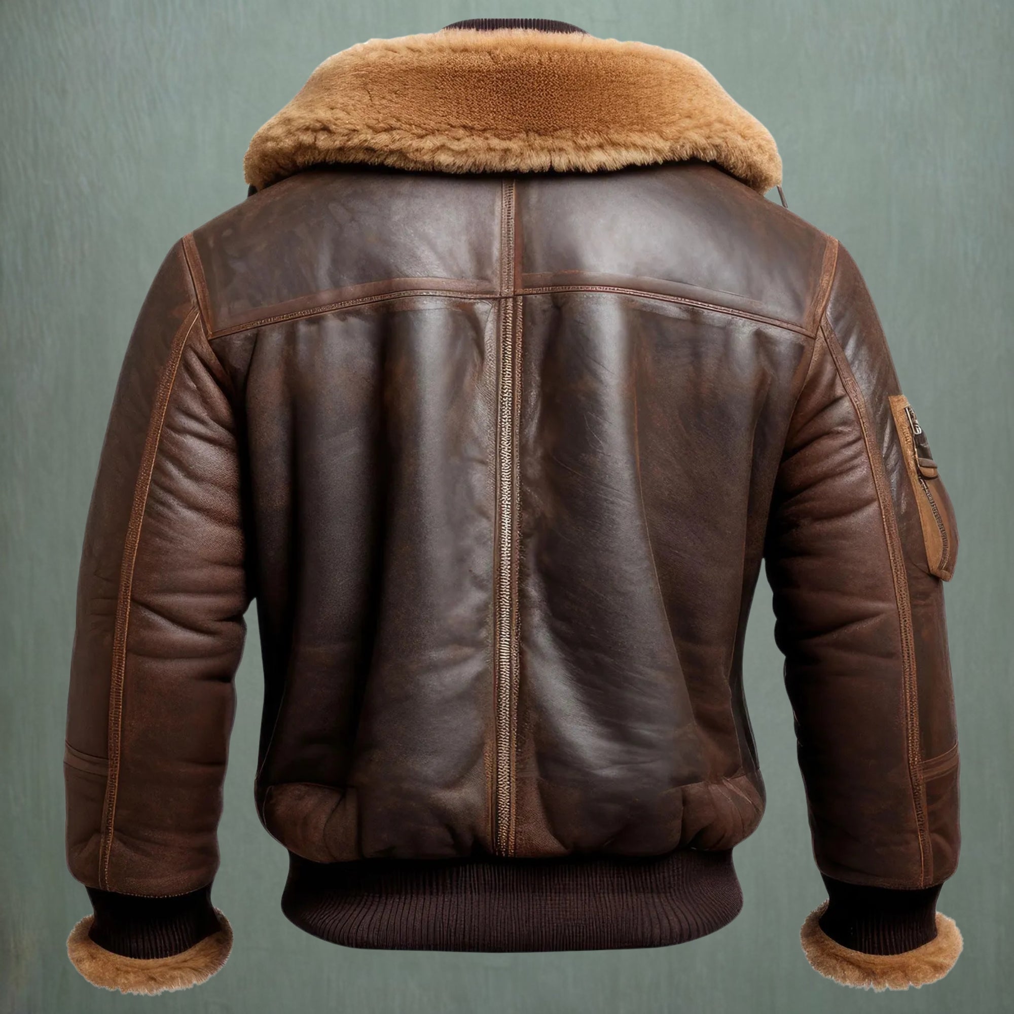 Men's Brown B-3 Aviator Bomber Jacket - Shearling Sheepskin Flight Jacket