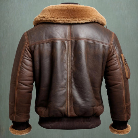 Men's Brown B-3 Aviator Bomber Jacket - Shearling Sheepskin Flight Jacket