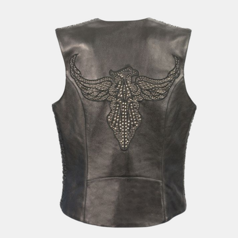 Studding & Embroidery Snap Front Vest