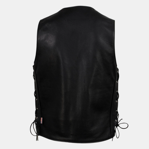 Men's Black Steerhide Motorcycle Leather Vest