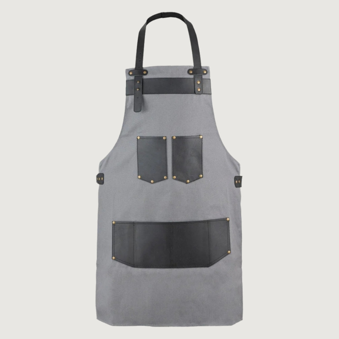 The Oxfordshire Grey Canvas Apron With Black Pocket Apron