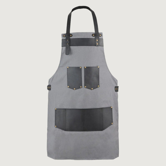 The Oxfordshire Grey Canvas Apron With Black Pocket Apron
