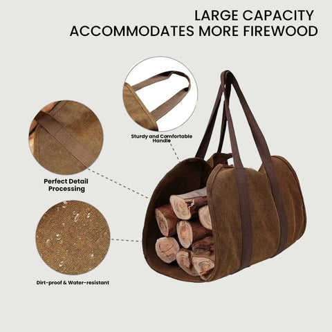 Large Waterproof Canvas Firewood Carrier