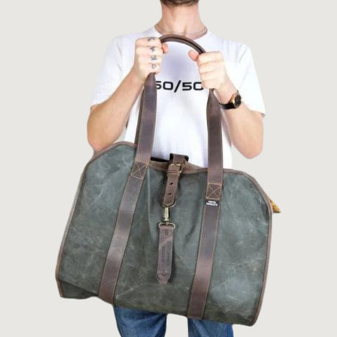 Waxed Canvas Wood Carrier