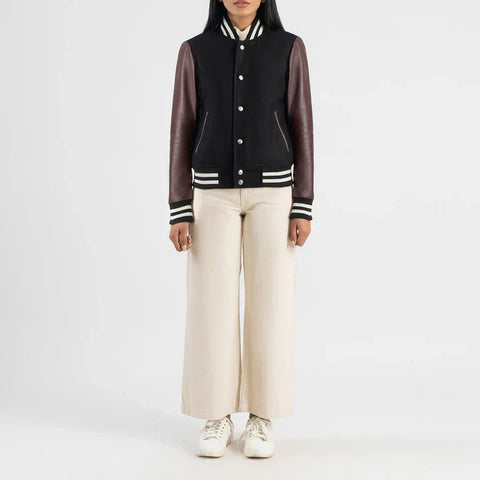 Savant Maroon & Black Hybrid Varsity Jacket