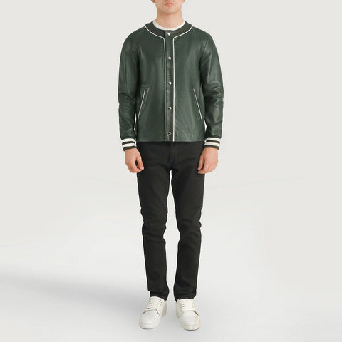 Willis Green Leather Varsity Jacket