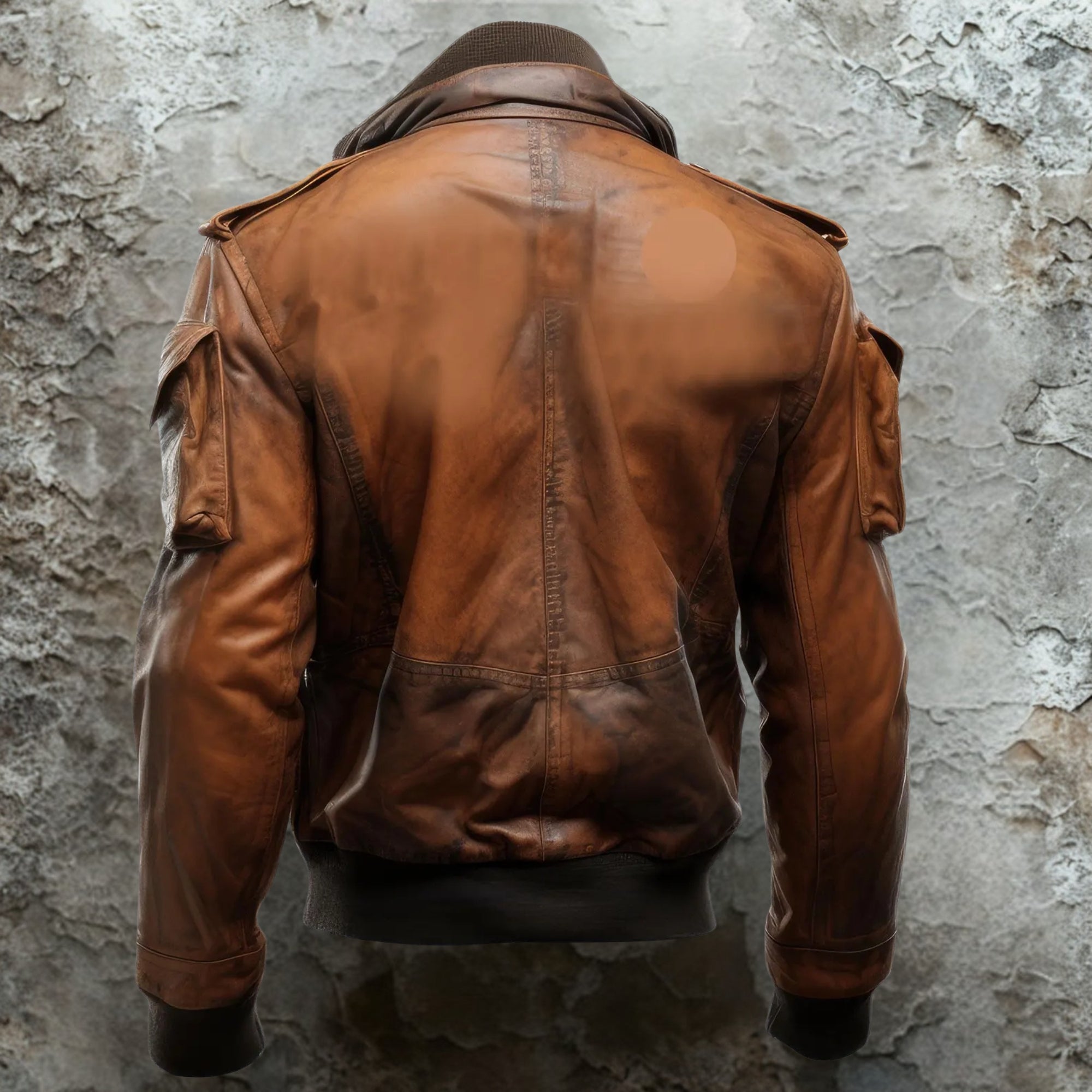 Men's Brown Vintage Distressed Leather Bomber Jacket - Aviator Flight Utility Jacket
