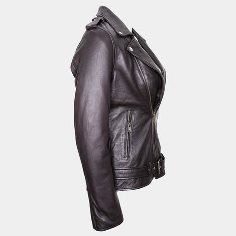 Charlotte Burnt Charcoal Leather Jacket
