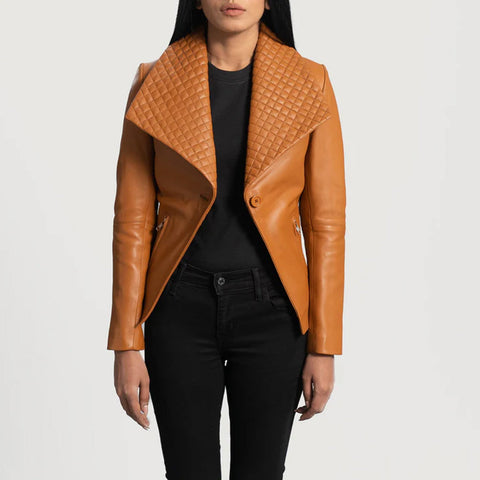 Lee Tan Brown Leather Blazer